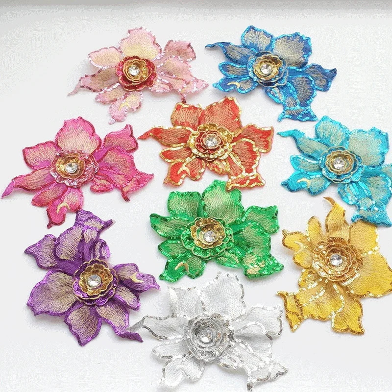 

3D Sequin Maple Leaf Embroidery Patch DIY Hand Heavy Embroidered Accessories Cloth Patch Clothing Decoration Applique