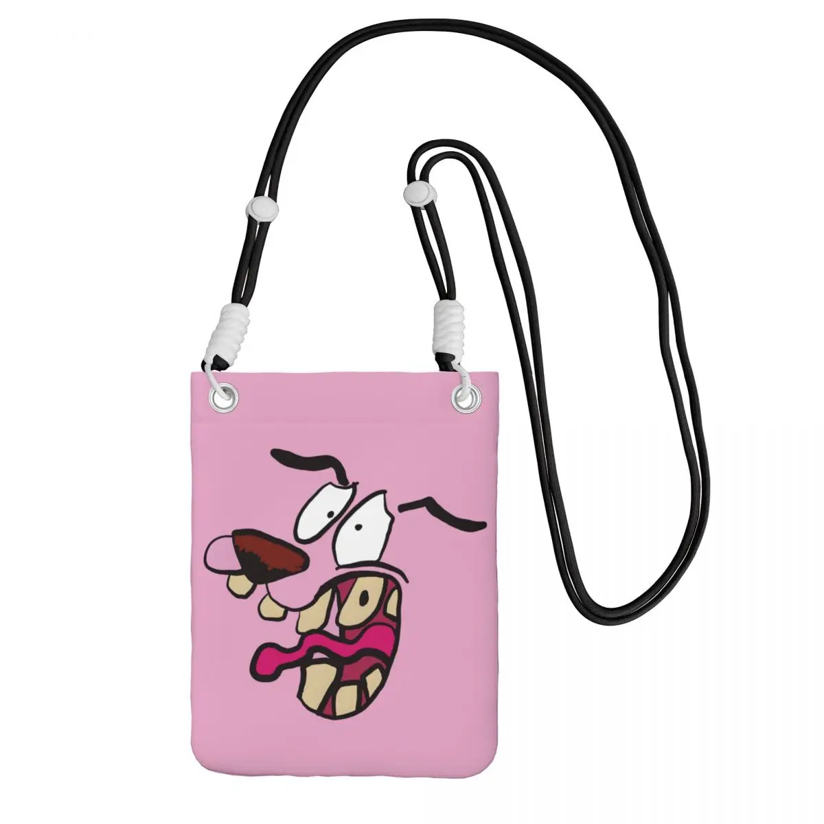 

Custom C-Courage The Cowardly Dog Carry A Mobile Phone Bag Diagonally Men Women Courage Dog Face Crossbody Bag Adjustable Length