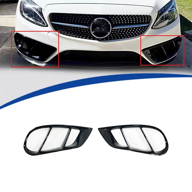For 2015-2018 Mercedes Benz W205 C-Class Sport Front Bumper Fog Light Cover Grille Trim Left+Right ABS Adhesive Accessories