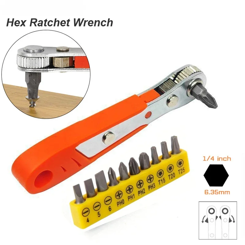 

Quick Release Repair Tool, Small Batch Head Jewelry Tools, Mechanical Ratchet Wrench, 6.35mm Hexagonal 1/4 Inch Manual