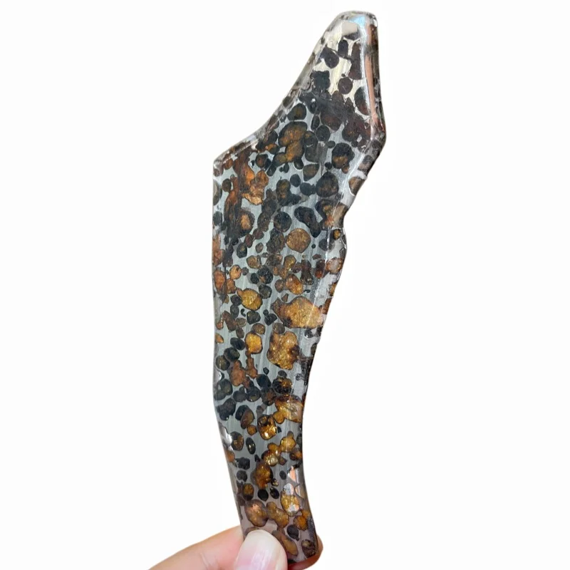 Seymchan Pallasite Meteorite Polished Irregular Slice Natural Olivine Inclusion Space Rock Display Specimen TA813