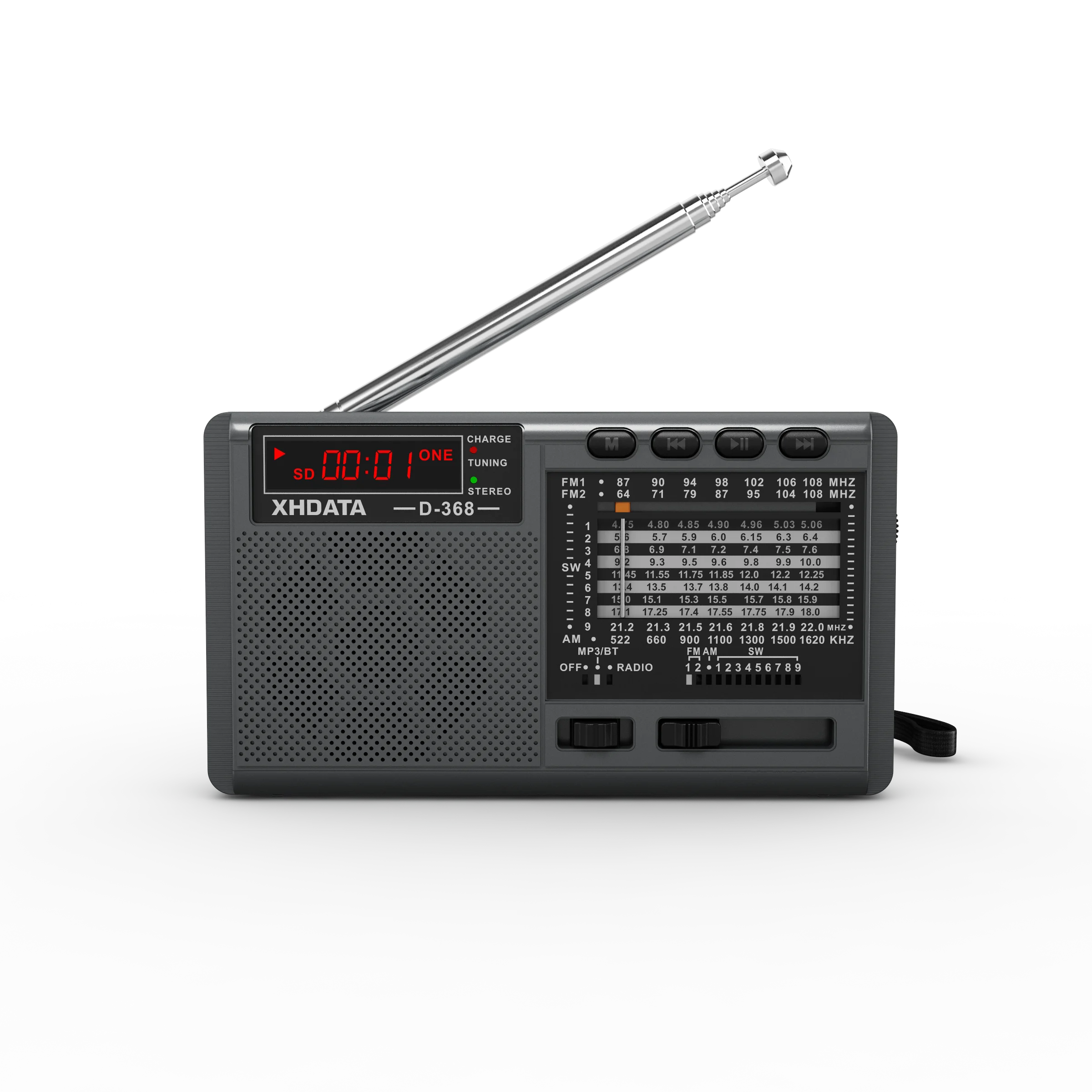 XHDATA D-368 ポータブルラジオ FM AM SW 短波ラジオ受信機ワイヤレス