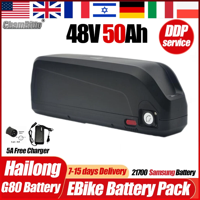 Electric bicycle Hailong 48V 20 35 40ah 750w batteria Electronic bike 21700 Chamrider batterie 48v vélo électrique 30 50ah 2000w