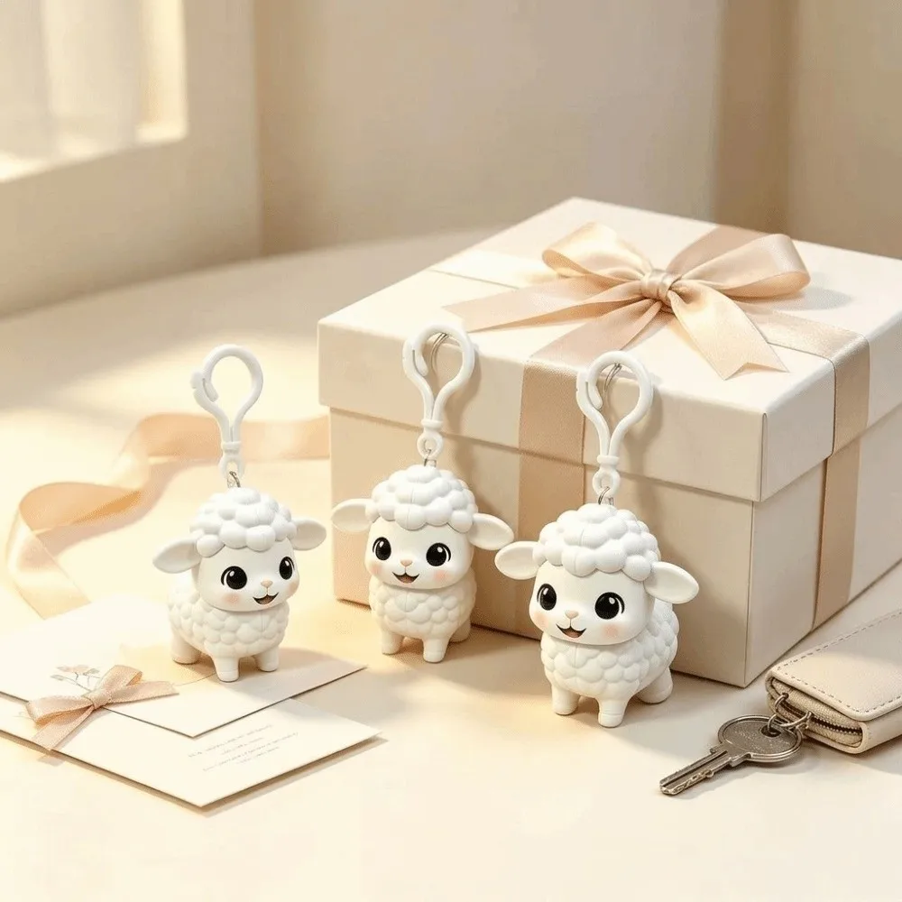 Kawaii Flying Sheep Keychain Cute Pull Cord Stretchable Little Lamb Pendant Telescopic Pull Rope