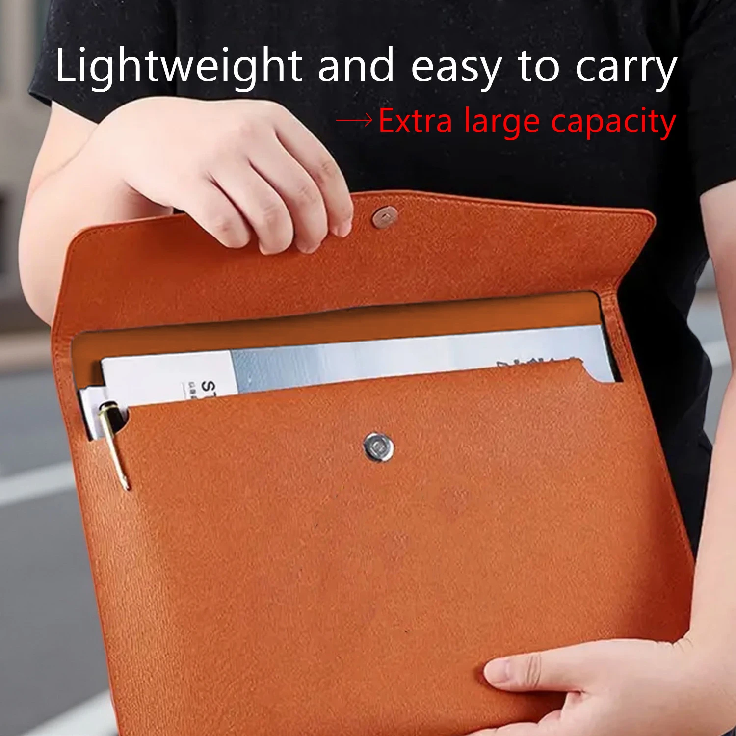 Customized Name PU Leather A4 Document Bag, 5 Colors, File Folder for Office & Travel, Stylish Organizer