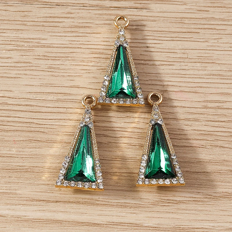 10 stücke 12x28mm elegante Kristall Dreieck Charms Anhänger für Schmuck machen Tropfen Ohrringe Halskette Armbänder DIY Handwerk liefert – Detail 5