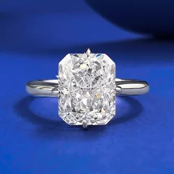 Radiant Cut Lab Diamond Ring 100% Real 925 Sterling Silver Party Wedding Band Rings for Women Bridal Engagement Jewelry Gift