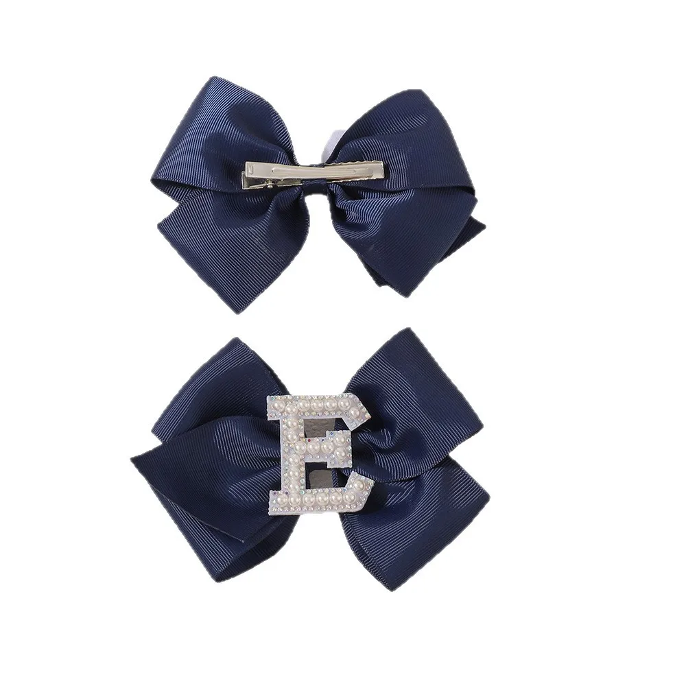 2026 New Fashion 26 Letter Rhinestone Imitation Pearl Hair Clip For Women Girls Sweet Pink White Red Ribbon Bow Hair Barrettes - view 6