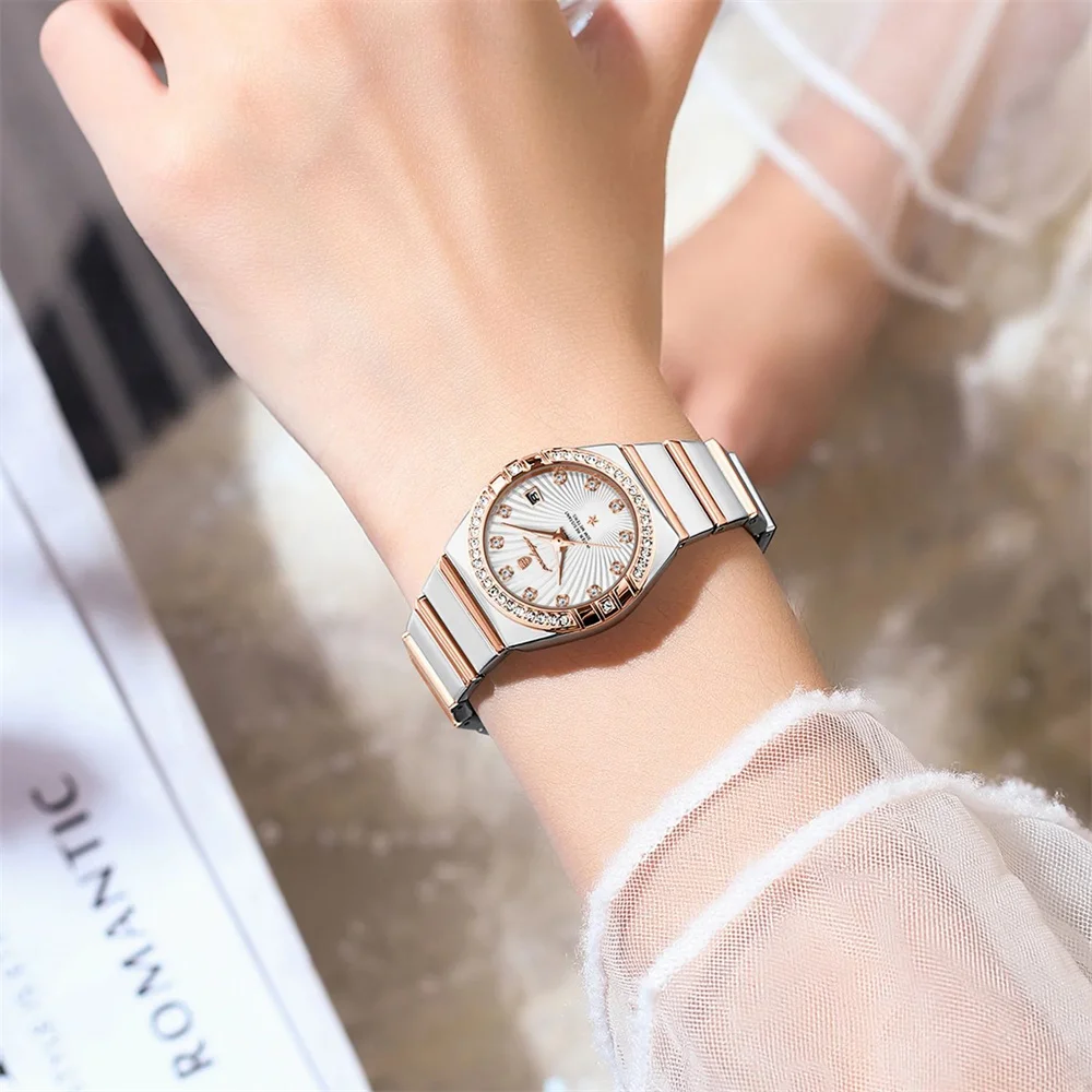 POEDAGAR Brand Luxury Diamond Women Quartz Watch High Quality Stainless Steel Waterproof Luminous Date Fashion Women Watches