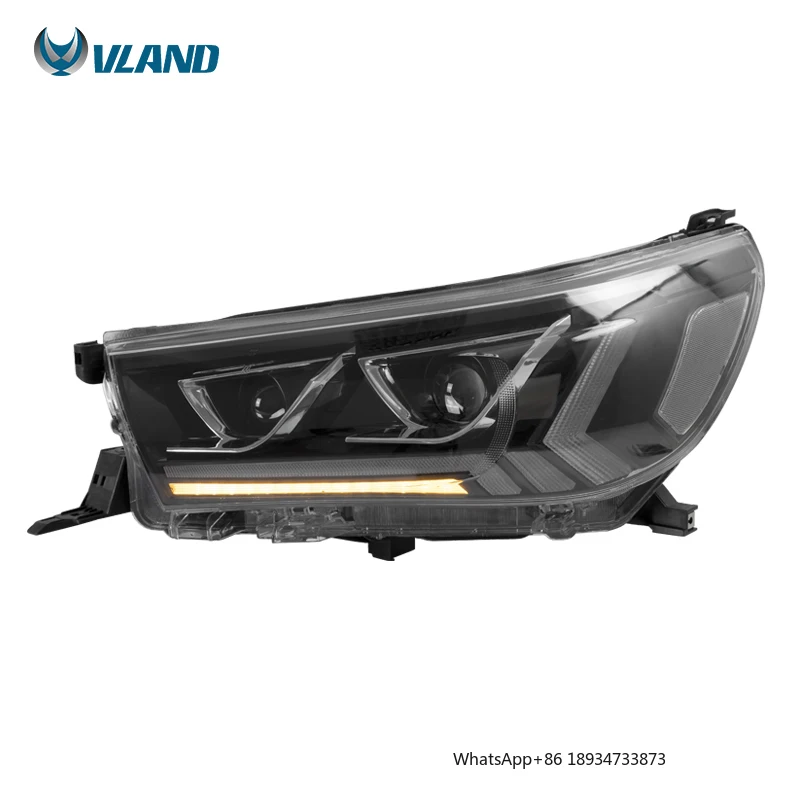 VLAND Full LED Headlights With Sequential Turn Signal+DRL Front Head Light Headlamp 2015-2019 For TOYOTA HILUX/REVO/ROCCO