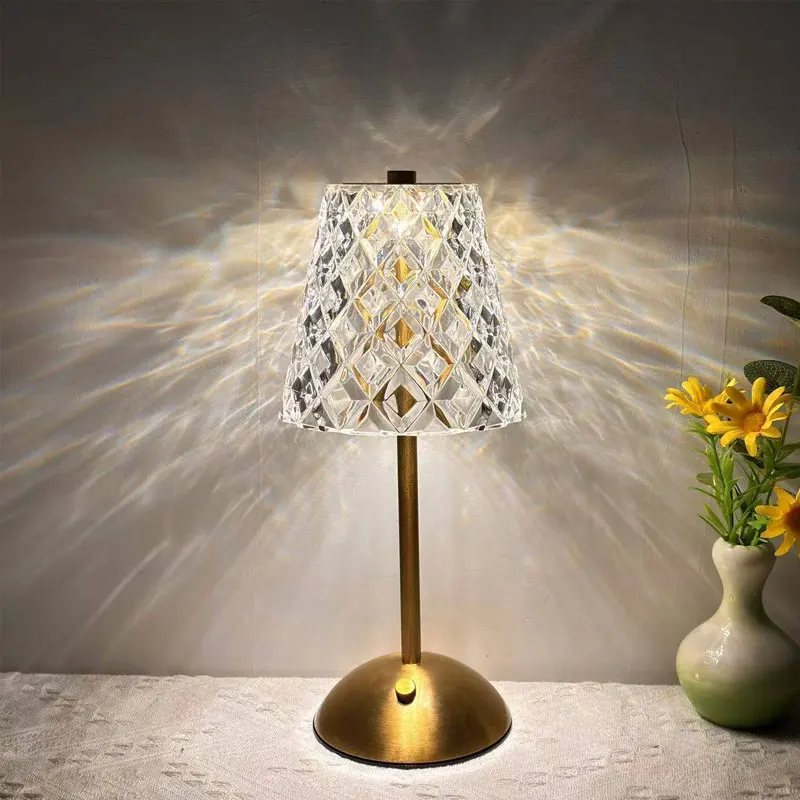 

Luxury Decorative Table Lamps Retro Crystal Table Lamp Rechargeable Touch Bedside Lamp Bedroom Bedside Night Lamp Dining Room