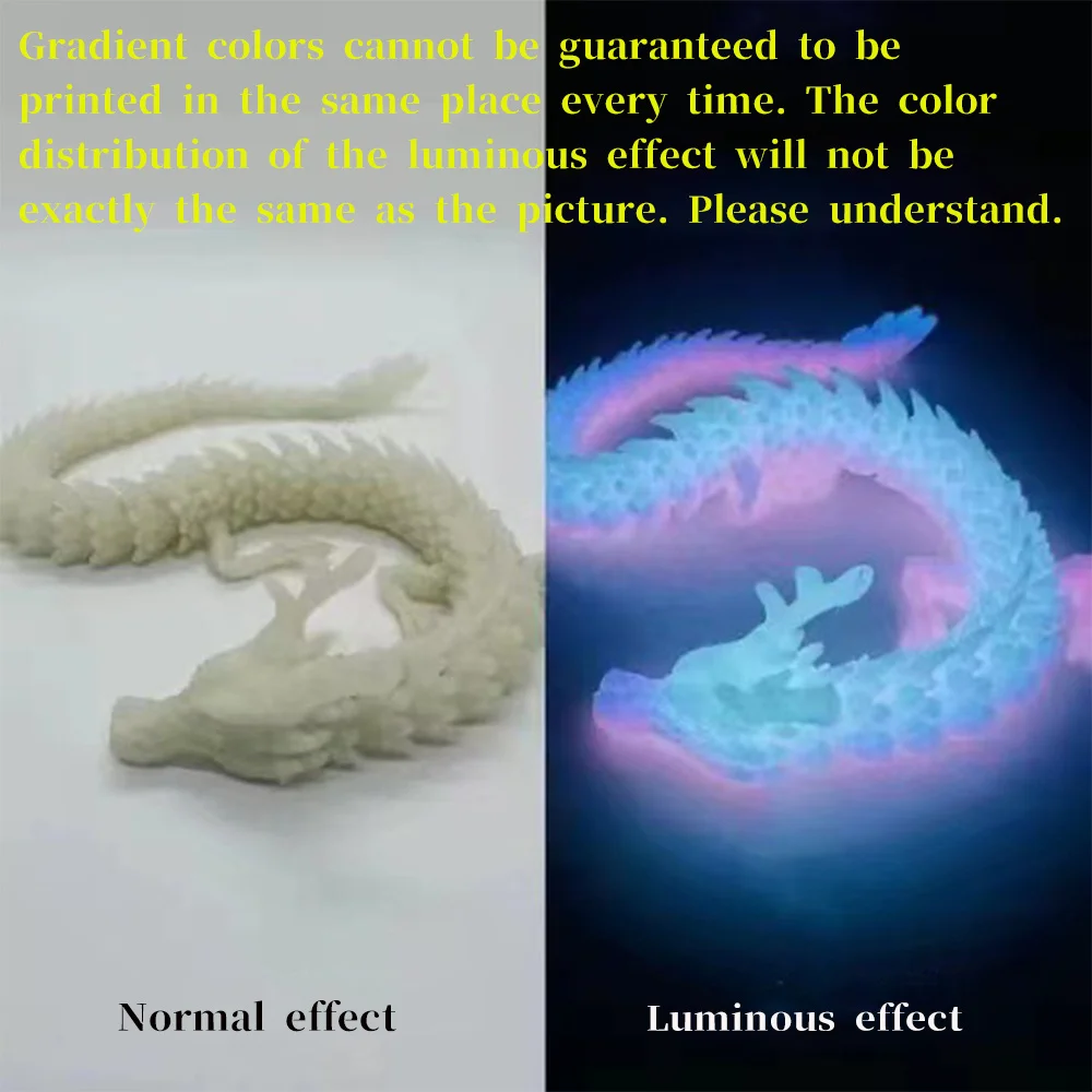 Luminous 3D Printed Dragon Figures Decor Toy Multi-Jointed Movable Articulated Dragon Toy for Home Car Tabletop Ornament