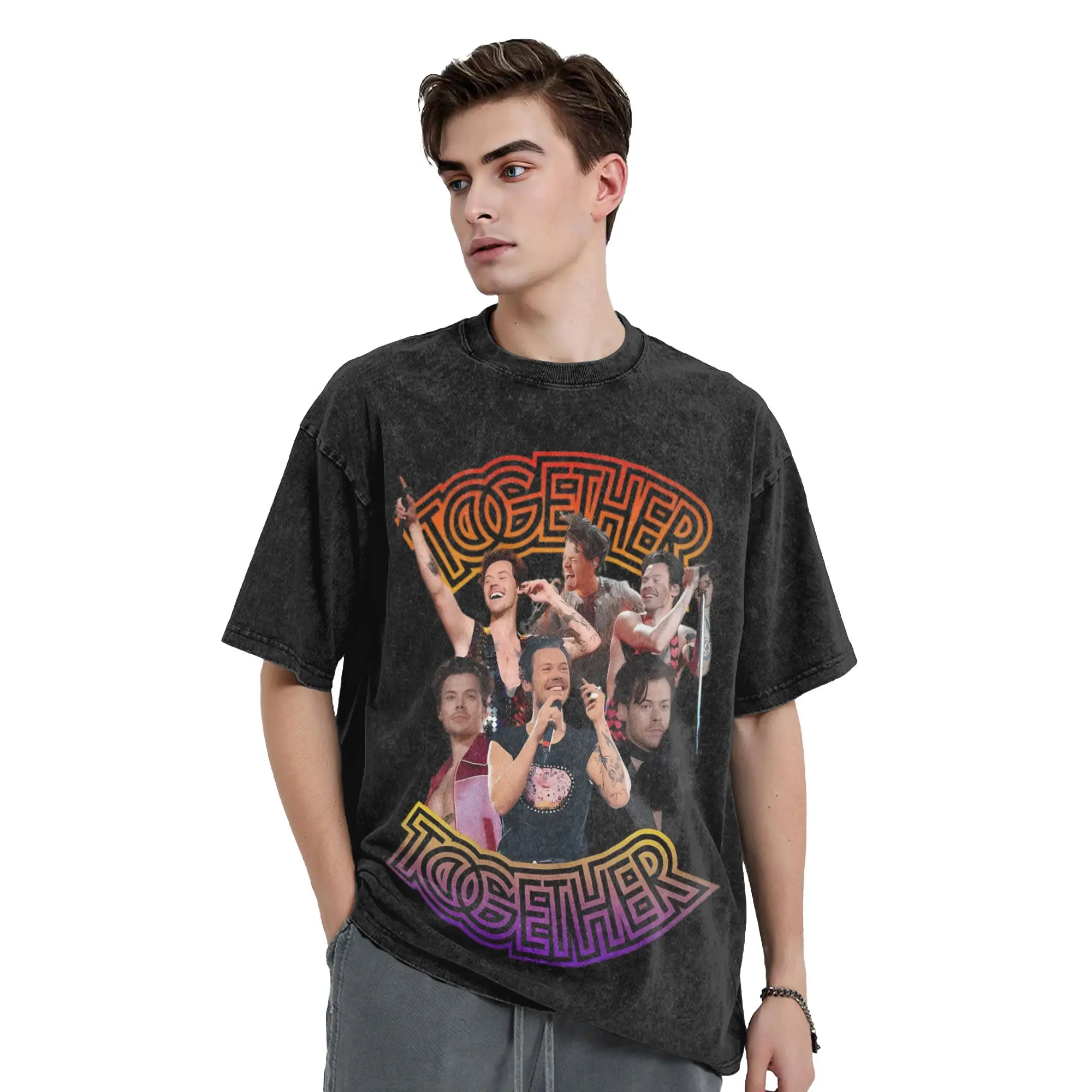 Harrys Styles Kiss All The Time Disco Occasionally  Washed T Shirts Streetwear T-Shirts Tee Shirt for Men Women Short Sleeve