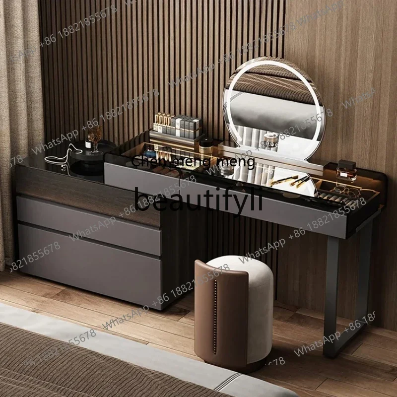 Italian light luxury solid wood dresser chest cabinet integrated bedroom high-end retractable makeup table2936