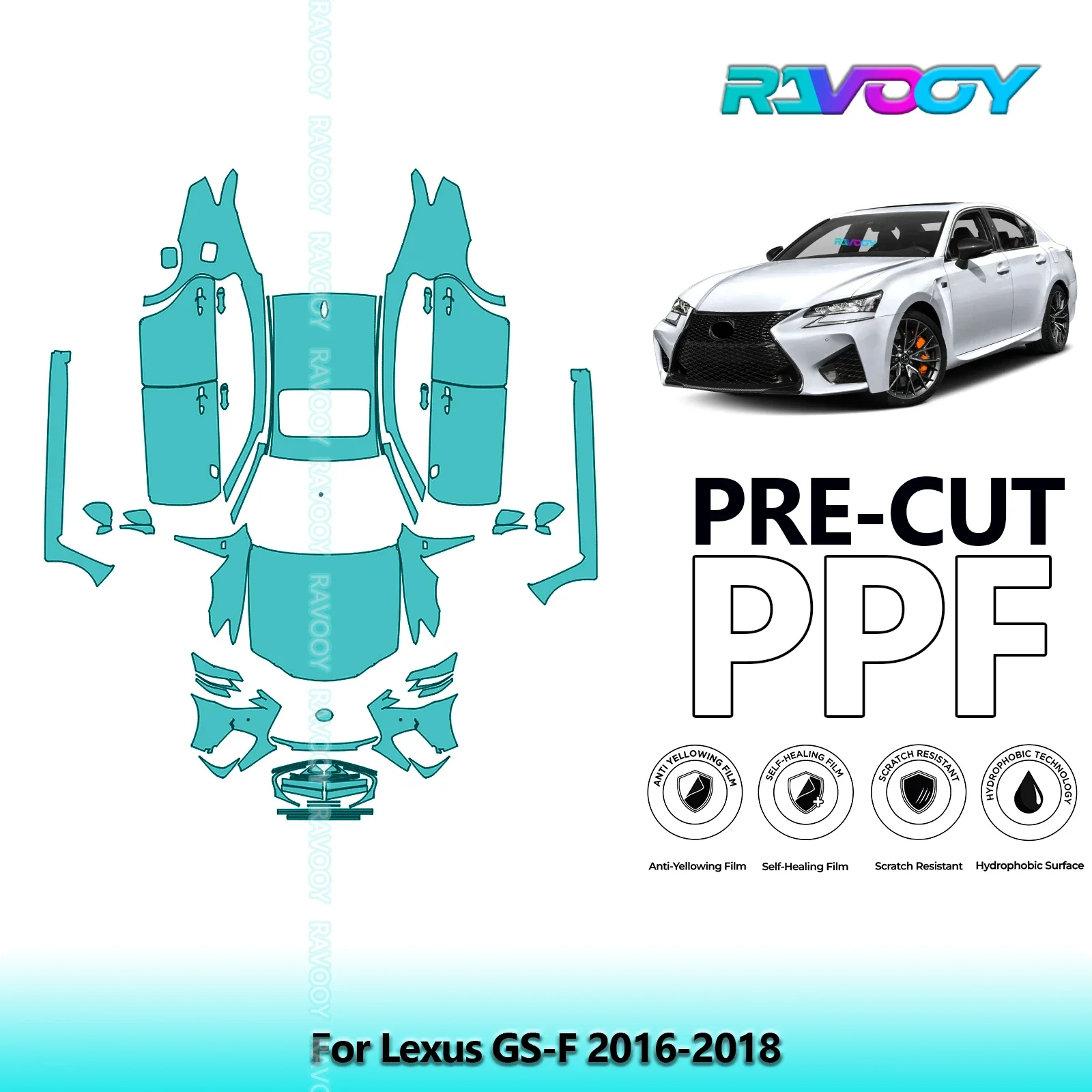 

8.5Mil Full Vehicle Precut PPF Paint Protection Film For Lexus GS-F 2016-2018Clear Bra PPF Kit