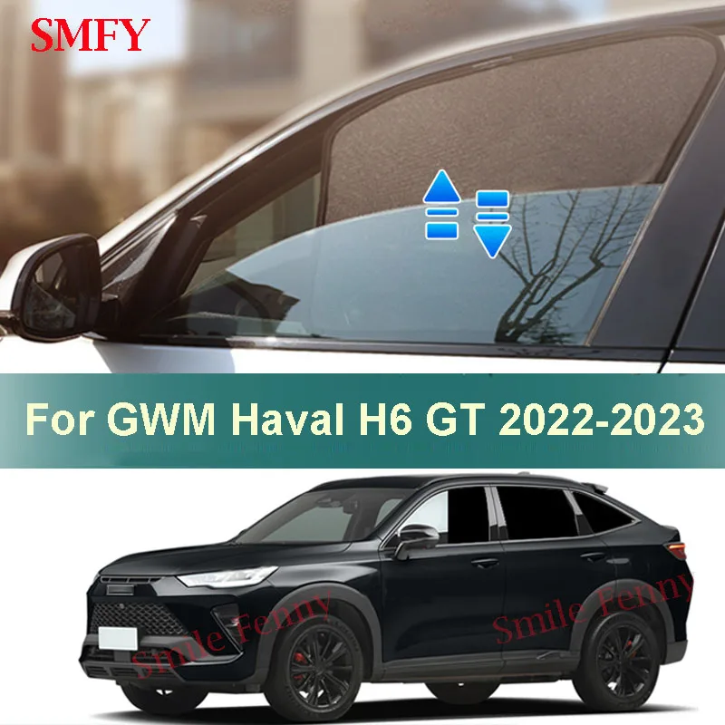 Magnetic Car Sunshade For GWM Haval H6 GT 2022-2023 Customized Car Side Window Sun Protection Cover Heat Insulation Mesh Curtain