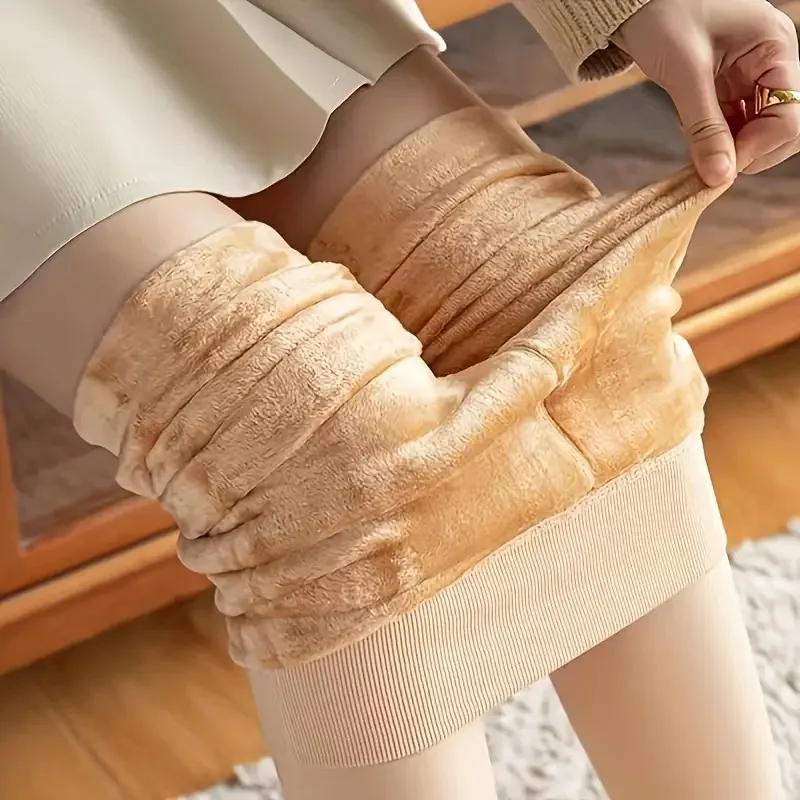 Fleece Lined Tights Women Winter Thermal Leggings Polar Skin Black Opaque Stockings Thick Warm Pantyhose Colorful Leg Warmers #5