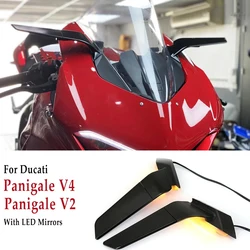 2019-2023 PANIGALE V4 New Motorcycle Rearview Mirrors with LED For Ducati Panigale V2 Rotating Adjustable Wing Mirrors LED