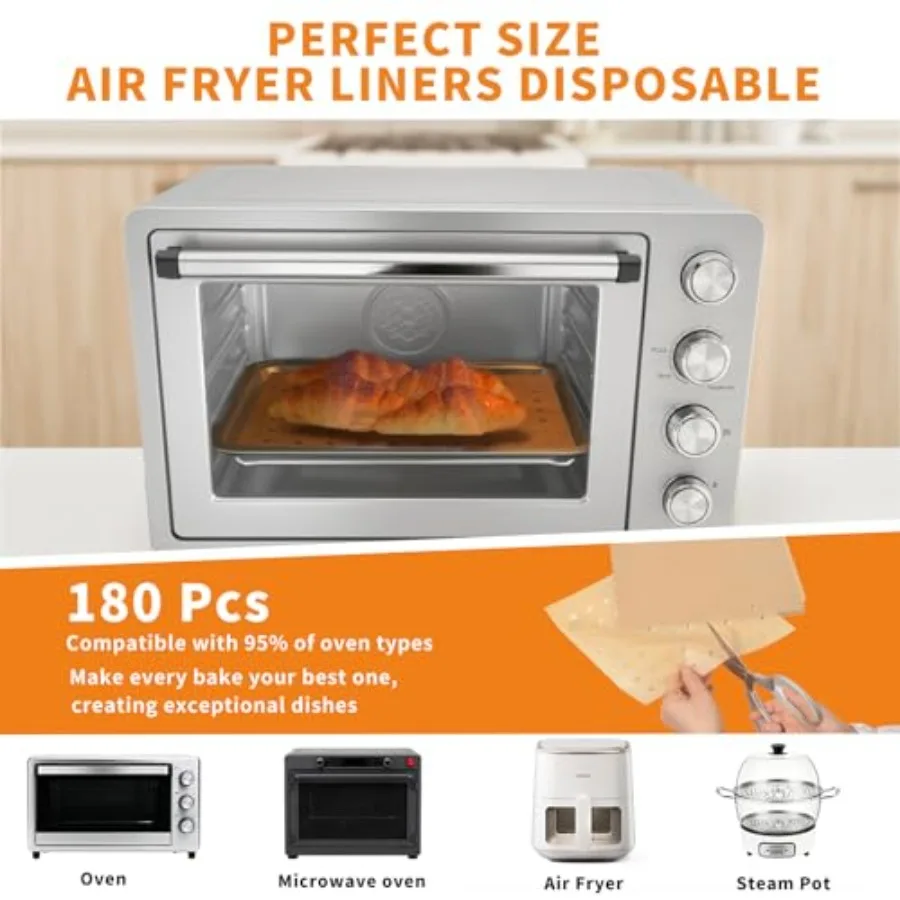 Air Fryer Liners Disposable, Pcs Parchment Paper Sheets for Air Fryer, Oven, Toasters, 9x11 Inch rectangle Non-Stick Air Fryer