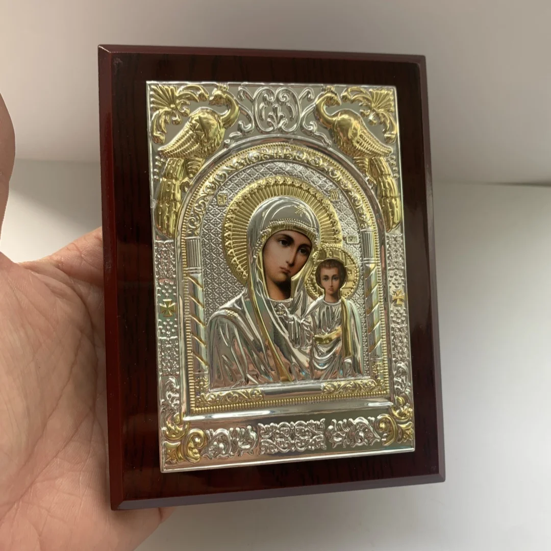 Orthodox Wooden Jesus & Mary Icon 3