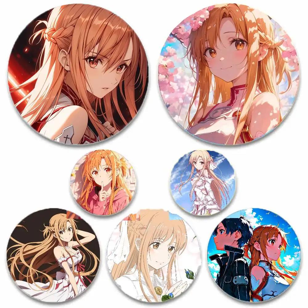 Asuna الرسوم المتحركة S-Word A-Art O-الإنترنت شارات أنيمي شارة ليزر مستديرة الكرتون بروش الملابس ظهره اكسسوارات التلبيب #2