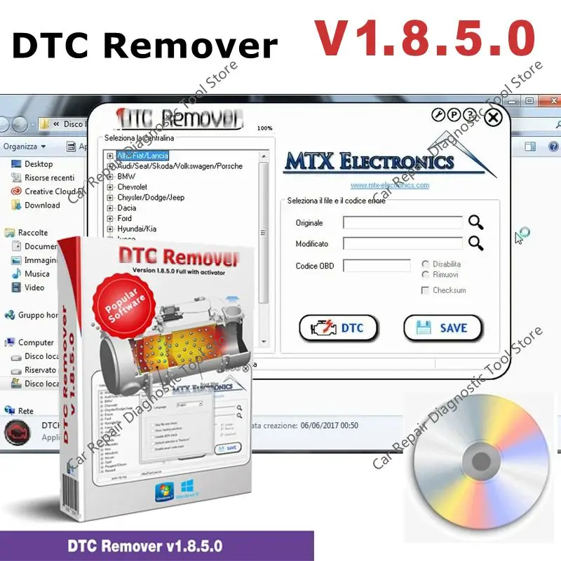 

DTC Remover For KESS KTAG FGTECH OBD2 Software MTX DTC Remover 1.8.5.0 With Keygen+9 Extra ECU Tuning SW Software ECU Fault