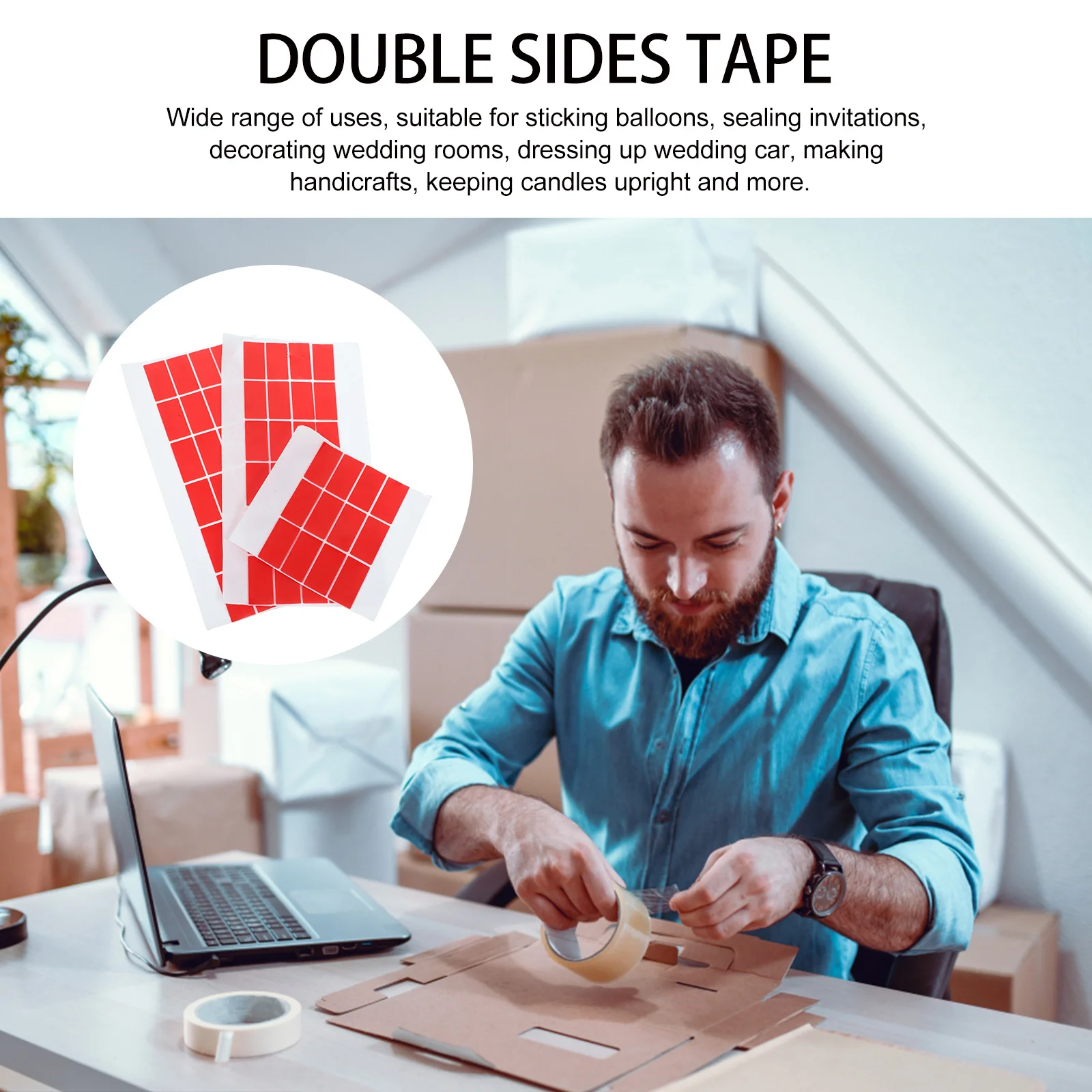 

60Pcs Clear Double Sided Tape Sheets Strong Adhesive No Trace Easy Carry Multi Purpose Decorations Double Sides Tape