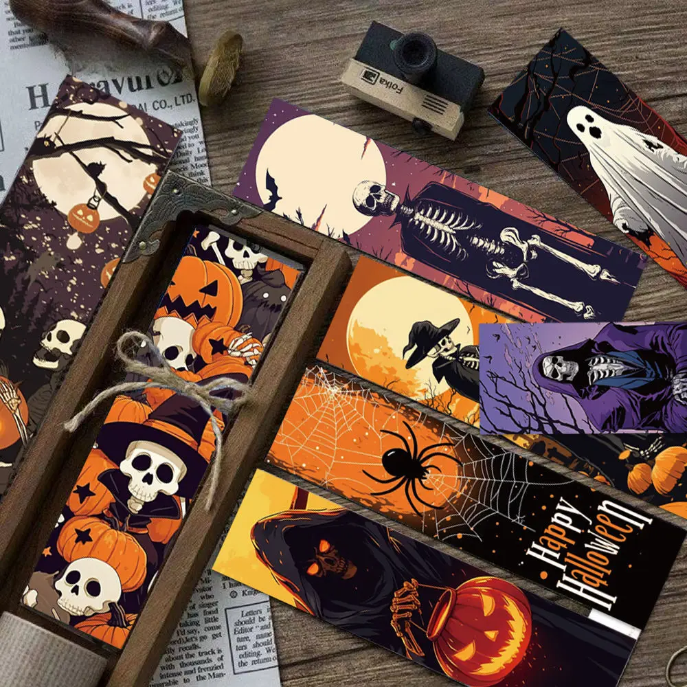 

30 шт., закладка на Хэллоуин, тыквенный фонарь, скелет, ведьма, страницы для чтения, книжные знаки, канцелярские принадлежности, креативный подарок