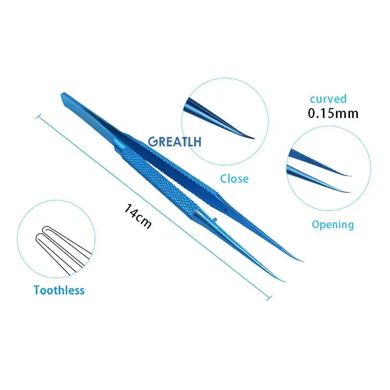 14cm Titanium Ophthalmic Tweezers Autoclavable Micros Forceps with Platform Ophthalmic Eye Surgery Instruments 1pcs