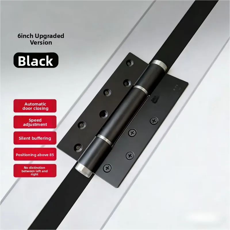 Silent Hydraulic Rebound Concealed Hinge, 6 Inch Auto‑Closing Hardware Fitting Bedroom Household Door Self‑Locking