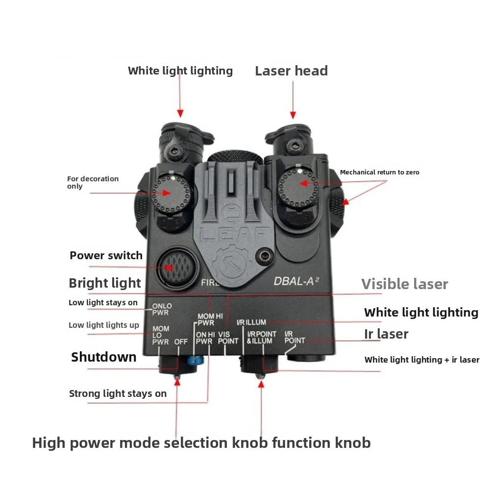 PEQ Laser IR Flashlight Strong Light Illumination 20mm Guide Metal DBAL-A2 Full Function Green Laser Indicator