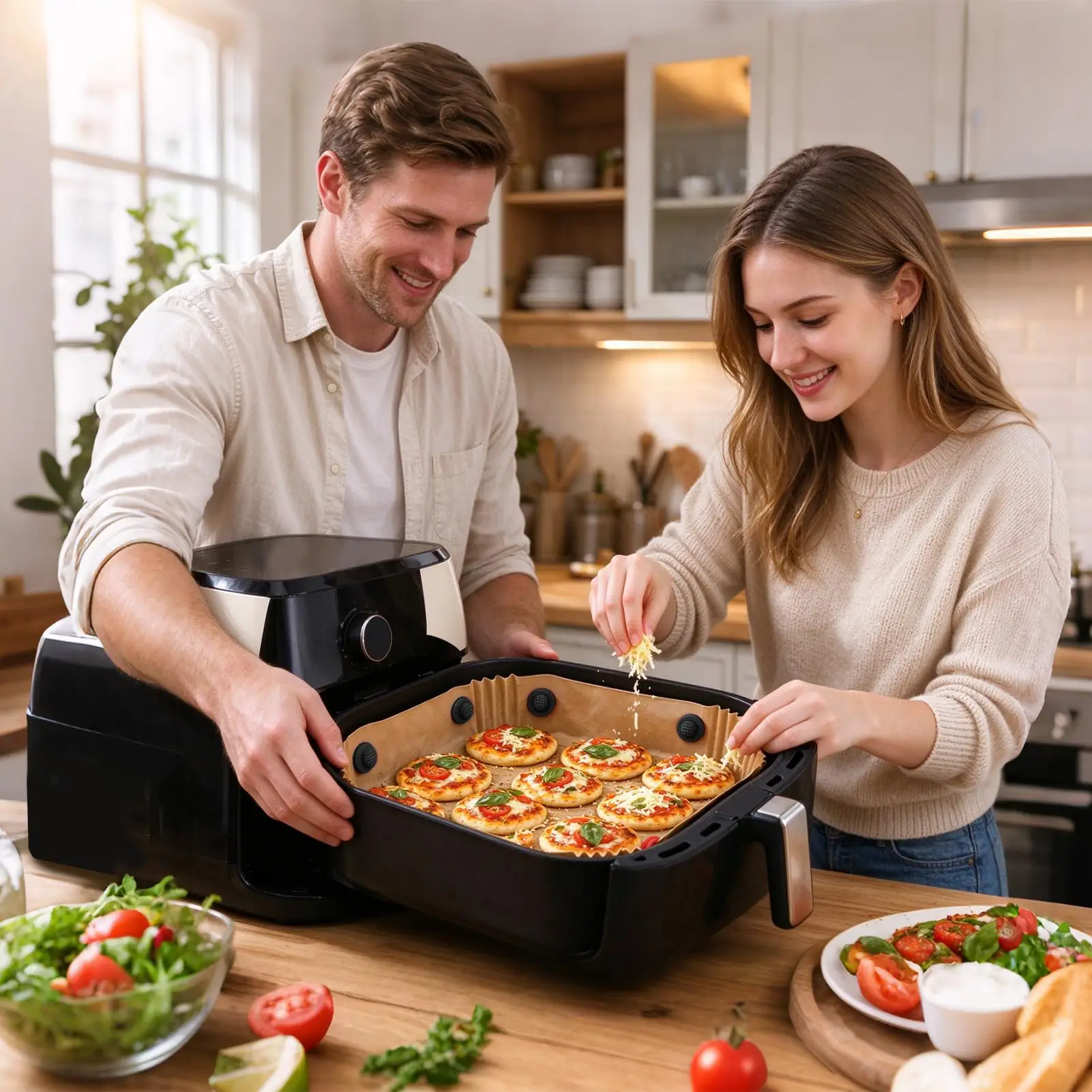 Air Fryer Magnets 8 Pieces Reusable Silicone Buckle 240 Degrees Celsius Heat Resistant Parchment Paper Liner Magnetic Buckle For
