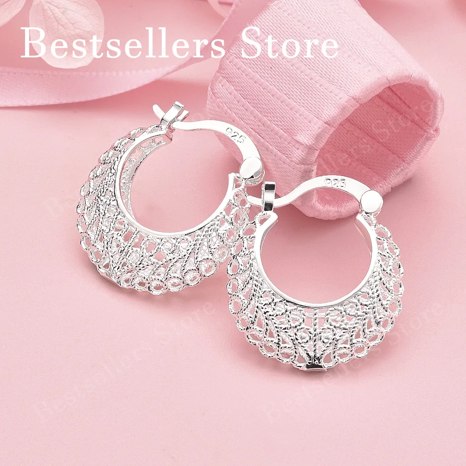 Elegant 925 Sterling Silver Delicate Fan-Shaped Hollow Out Ear Clips for Women, Fashionable Party Wedding Gift Jewelry