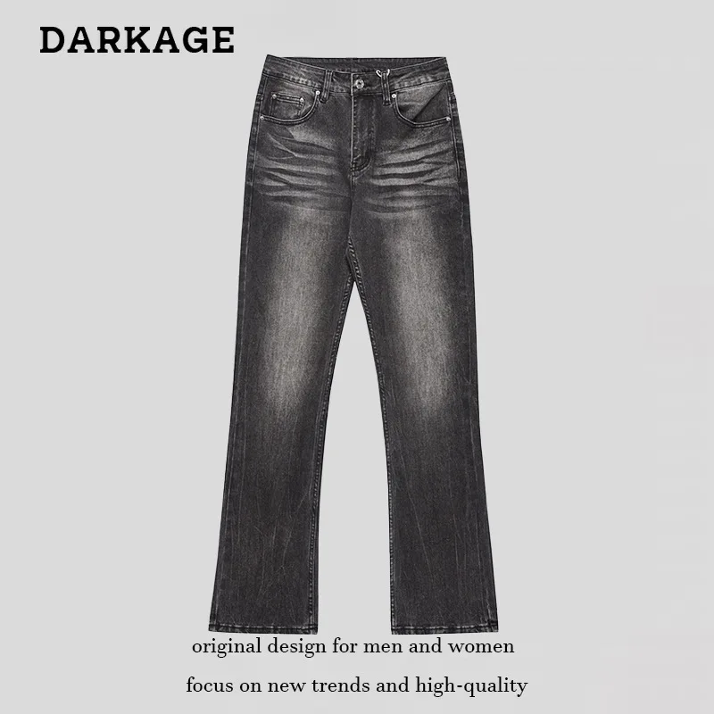 American High Street Style Fashion Men Casual Loose Simple Floor Length Denim Trousers Male Basic Trendy Jeans Pants Clothes