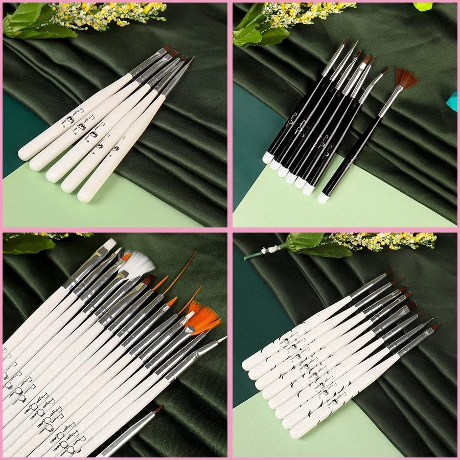 4 Sets of Multifunctional Nail Brushes DIY Painting Personalized Design False Nails Classic Professional Nail Salon Essential