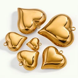 1 Piece 304 Stainless Steel 3D Charms Large Heart Polished 18K Gold Plated Pendants For Necklace Bracelet Jewelry Making Finding