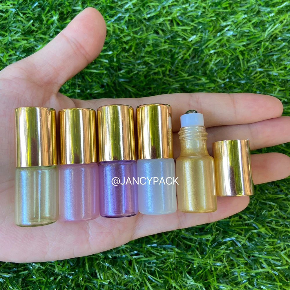 3 مللي 5 مللي الزجاج زجاجات دوارة للزيت العطري زجاجات دوارة للزيت العطري مع كرات زجاجية العطور بلسم الشفاه لفة على الزجاجات