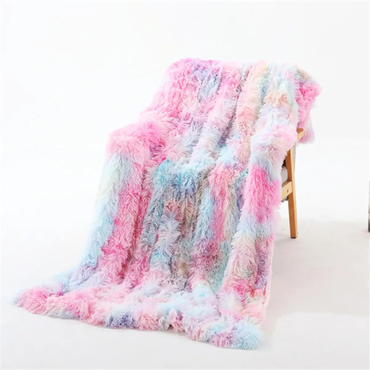 Tie Dye Faux Fur Throw Blanket 50x63 Soft Shaggy Decor for home