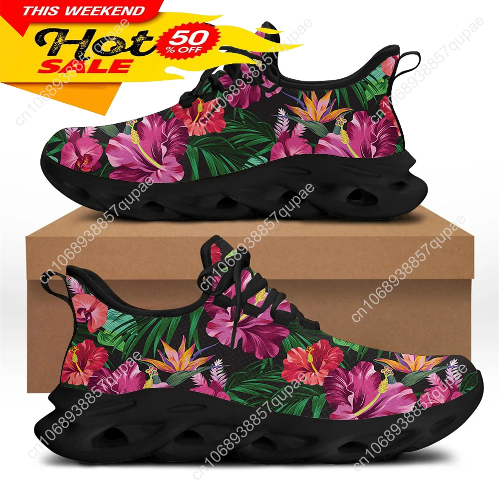 Tropical Hawaii Hibiscus Floral Flats Sneakers Shoes Mens Womens Sports Shoes Fashion High Quality DIY Sneaker Custom Made Shoe