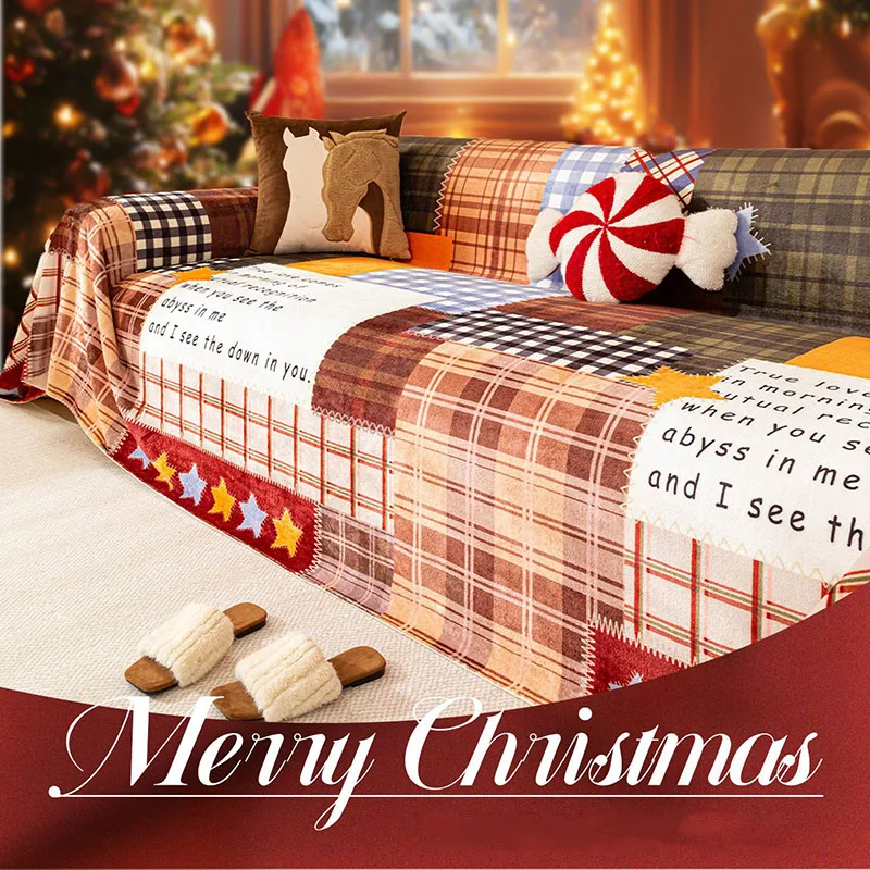 

New Christmas Sofa Towel for Living Room Super Soft Plush Sofa Cover for Autumn and Winter Warm Full Cover Furniture Protector