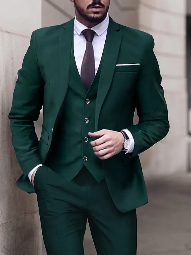 

Mens Suits High Quality Slim Fit Green 3 Piece Business Party Best Custom Made Wedding Groom Tuxedos Blazer Hombre Costume Homme