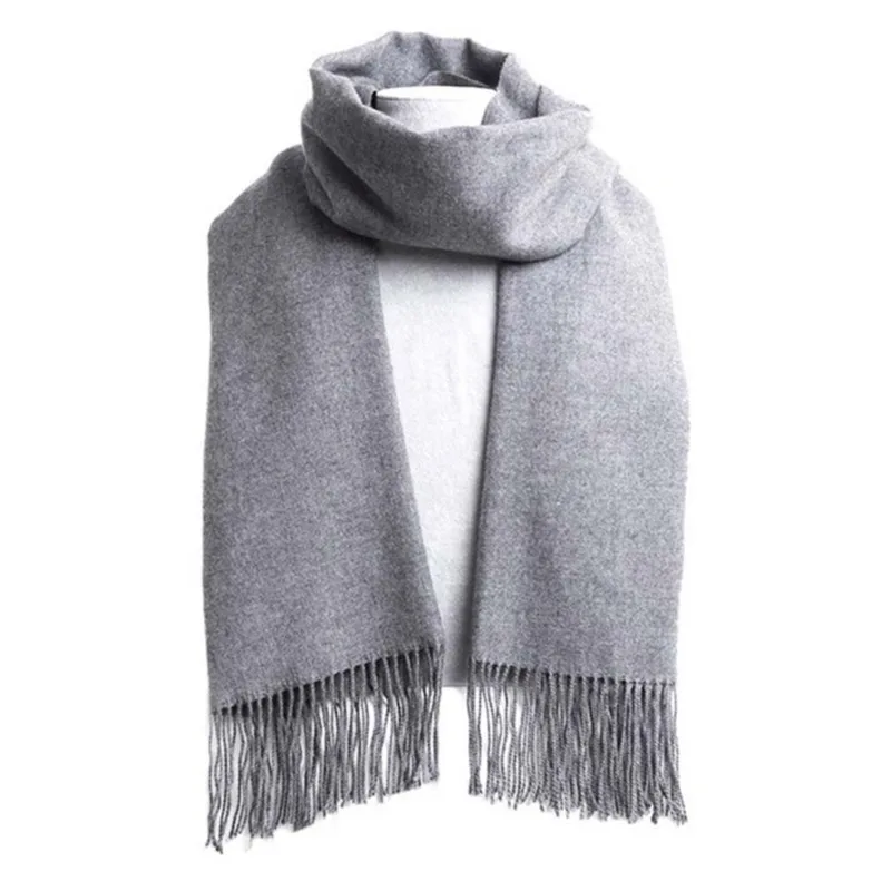 Brand Wool Scarves Winter Soft Warm Cashmere Shawl Thickened Long Tassel Shawl Warm Scarf Fashion Solid Color Women Man Scarf목도리