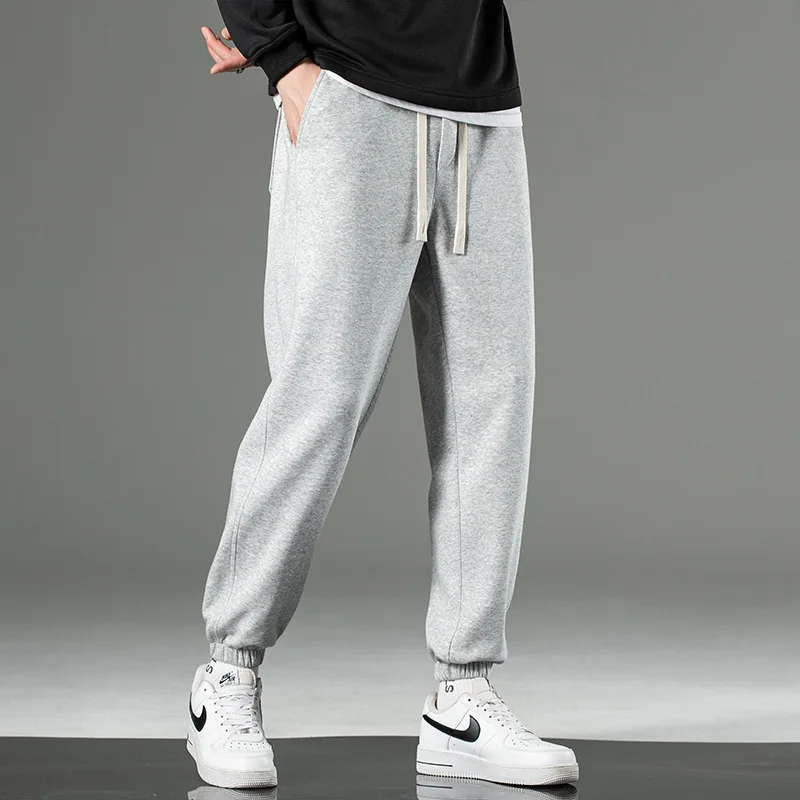 High Street Versatile Casual Elastico in vita con coulisse Pantaloni sportivi Maschile in pile imbottito Moda Uomo Autunno Inverno Pantaloni Pantaloni spessi