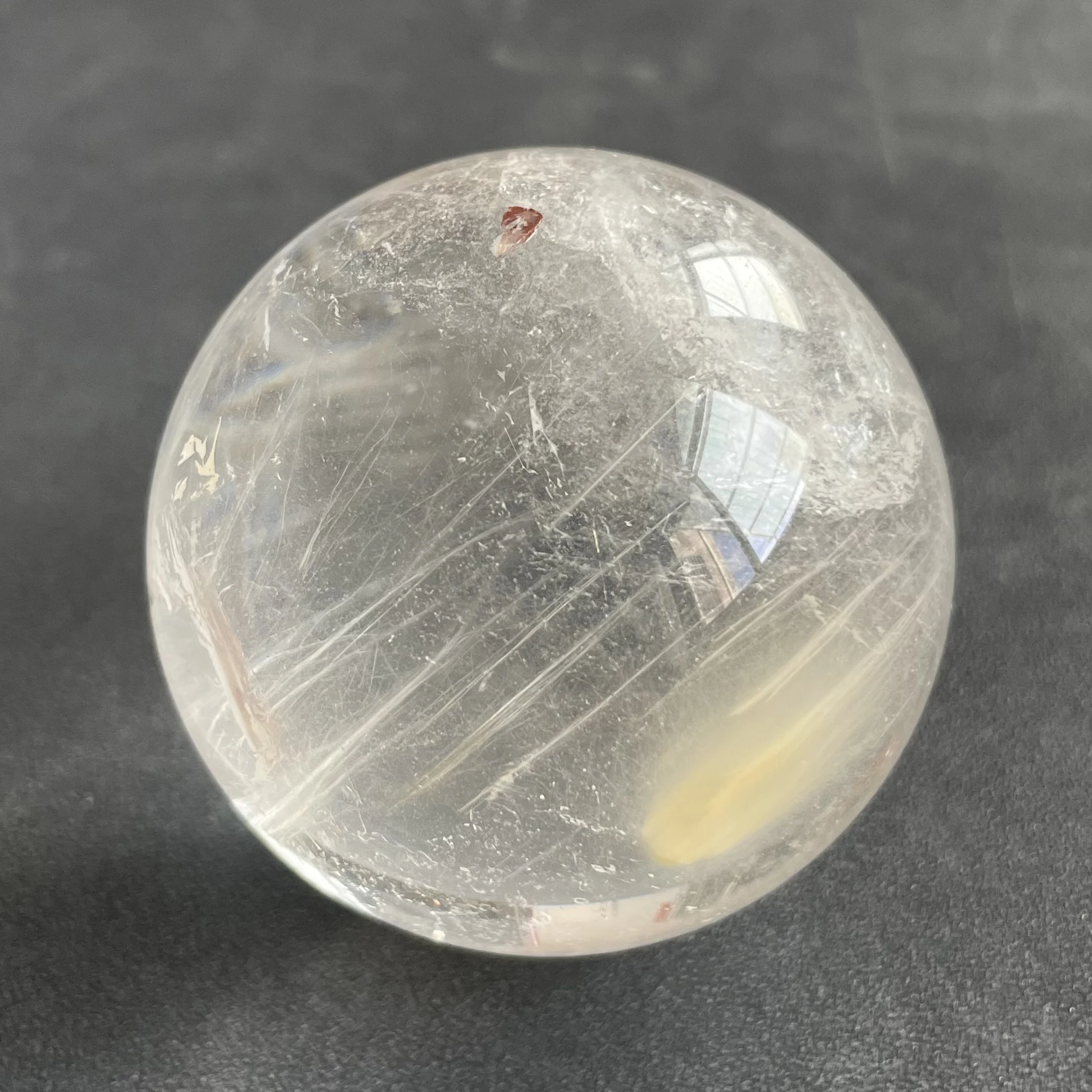 

265g Natural Stone Quartz Rutilated Sphere Polished Rabbit Hair Crystal Ball Decoration Rock Gift Reiki Healing Y1136