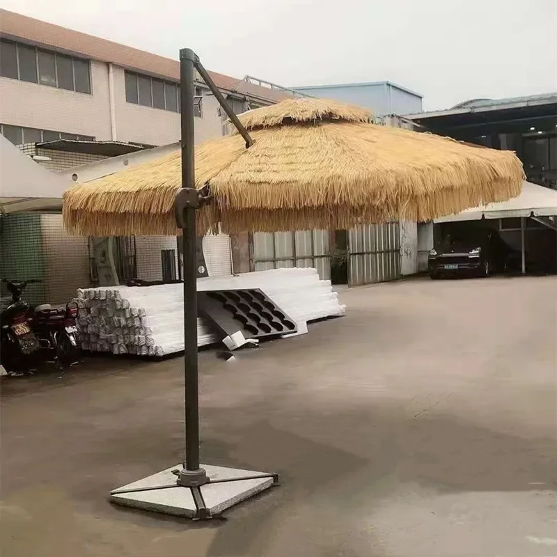 for Outdoor Thatched Umbrella Straw Roman Beach Villa Patio Shade Sun Protection Decorative Garden Parasol