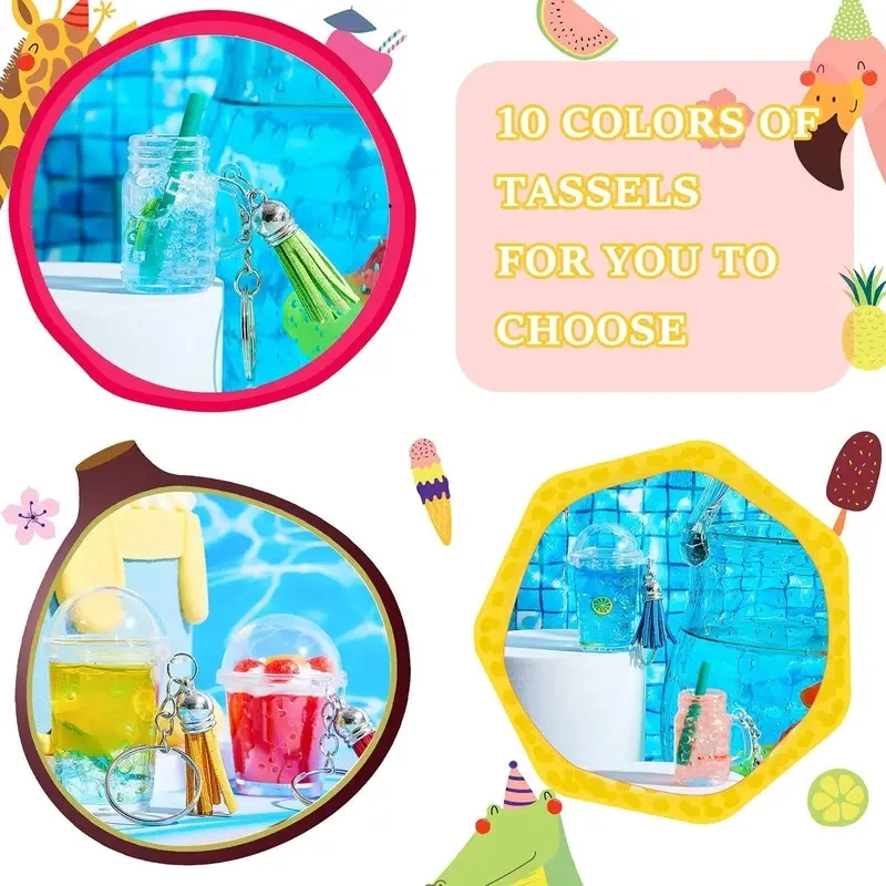 

100 шт., мини-чашки, летние подвески для напитков, брелок DlY, аксессуары для изготовления брелоков «сделай сам», набор для изготовления декора
