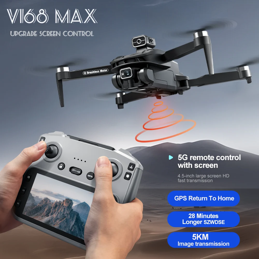 

V168 MAX GPS Drone Professional 8K HD Dual Camera 360° Obstacle Avoidance Brushless Motor 5G WIFI FPV RC Quadcopter Toys Drones