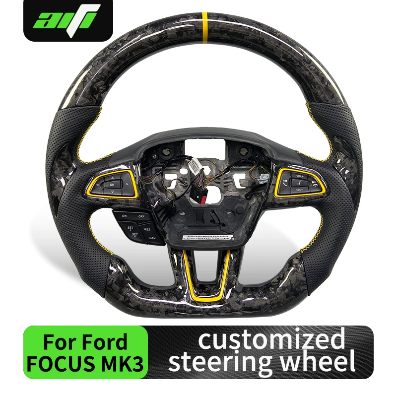 

FOR Ford Focus MK3 MK2 ST RS 2015 2016 2018 2019 customized LED car Steering Wheel Carbon Fiber Automotive Interior