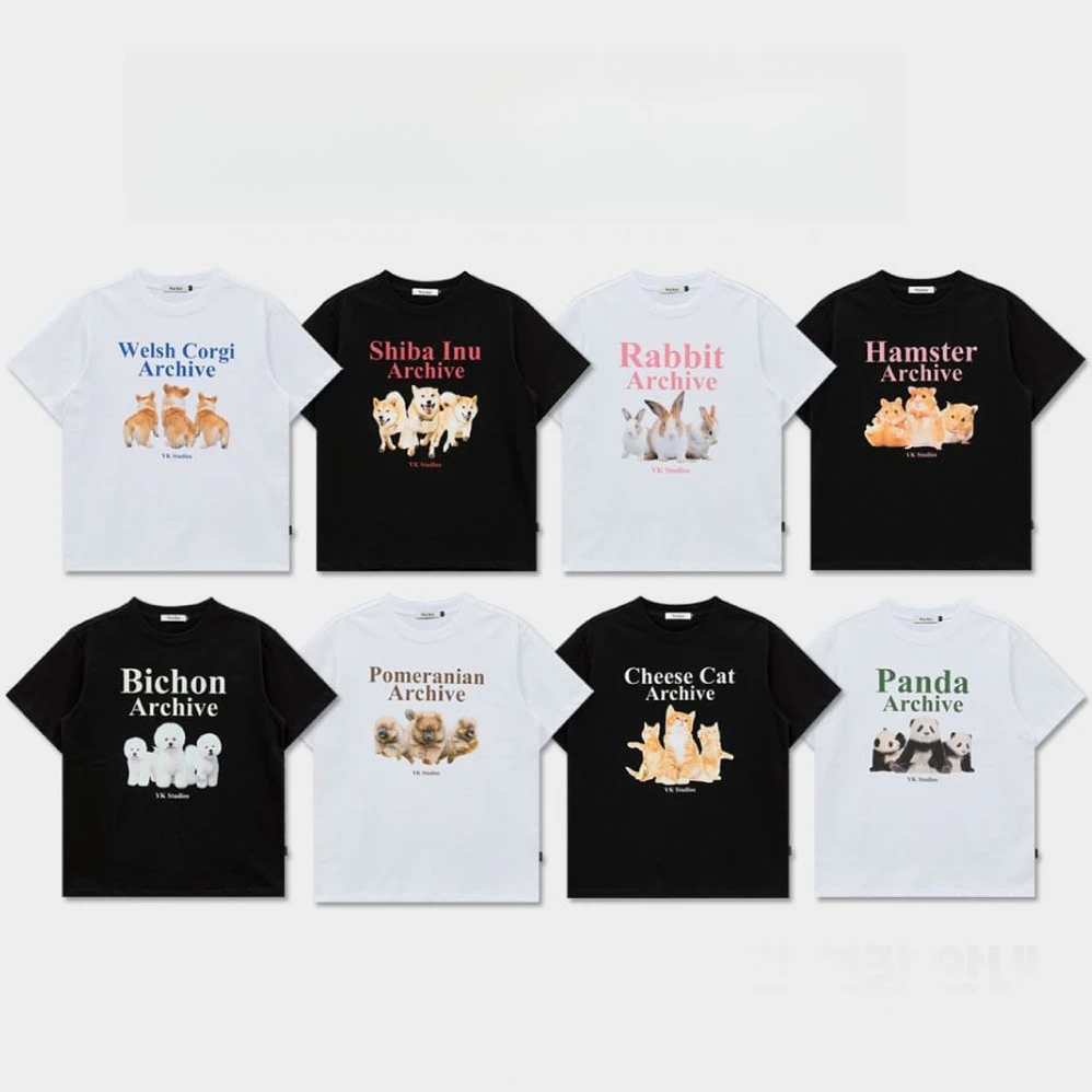 

Waii Korean Niche Trendy Brand Men's and Women's Same Cotton Printed Short-sleeved Ins Same Couple Summer Crew Neck Top T-shirt