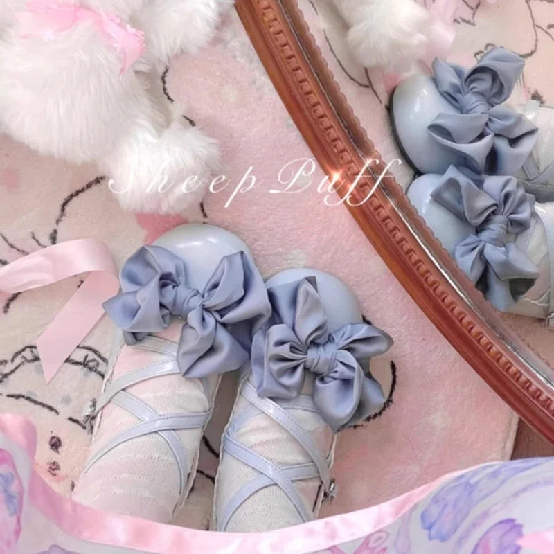Original Lolita Mary Jane Shoes Summer New Female Sweet Cute Removal Bow Round Head Lo Low Heel Shoes Lolita Lo Tea Party Shoes